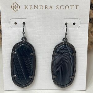 Kendra Scott Elle earrings in Black Banded Agate and Gunmetal